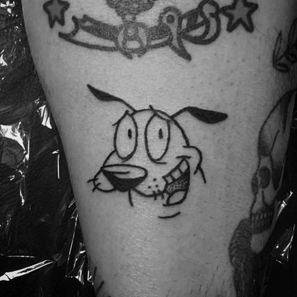 Mens Tattoo With Courage The Cowardly Dog Design