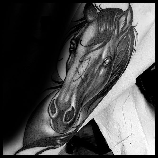 Mens Tattoo With Horse Design