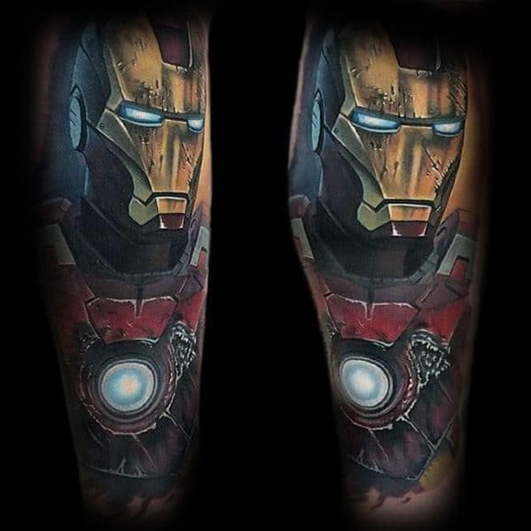 Mens Tattoo With Iron Man Design