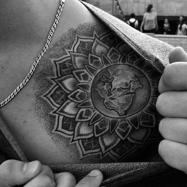 Mens Tattoo With Mandala Design On Shoulder