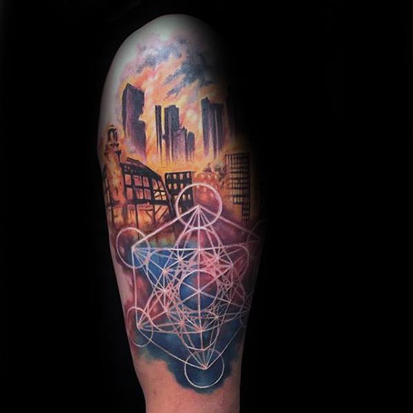 Mens Tattoo With Metatrons Cube Design