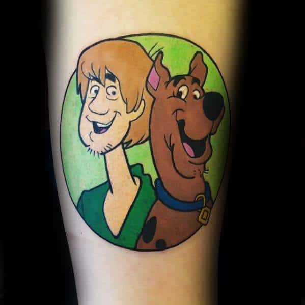 Mens Tattoo With Scooby Doo And Shaggy Design