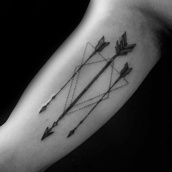 Mens Tattoo With Small Arrow Design Inner Arm Bicep