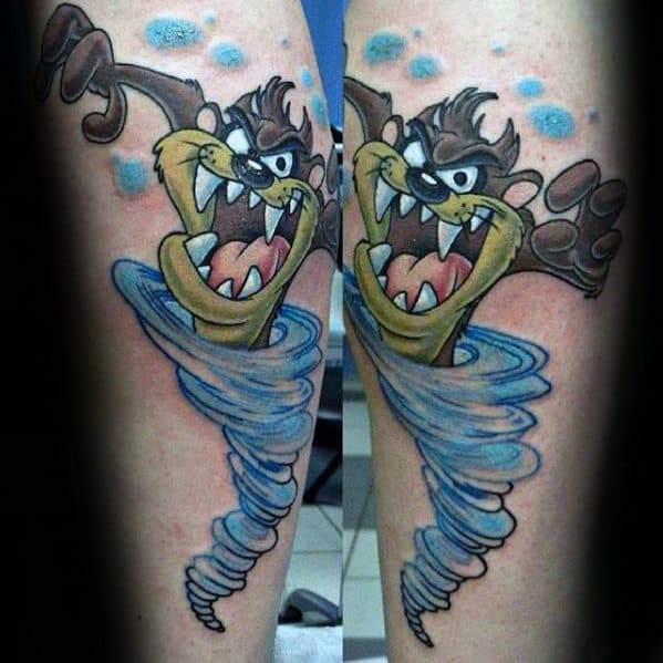 Mens Tattoo With Tasmanian Devil Design Forearm