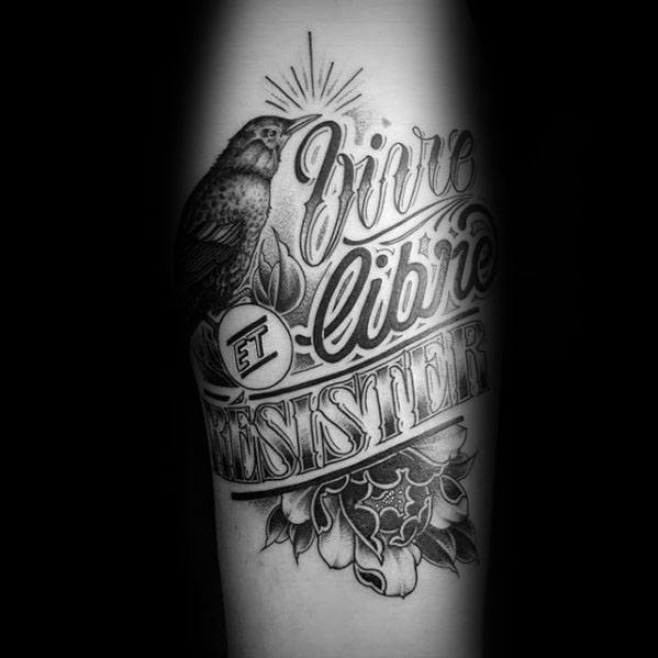 Mens Tattoo With Typography Design Forearm