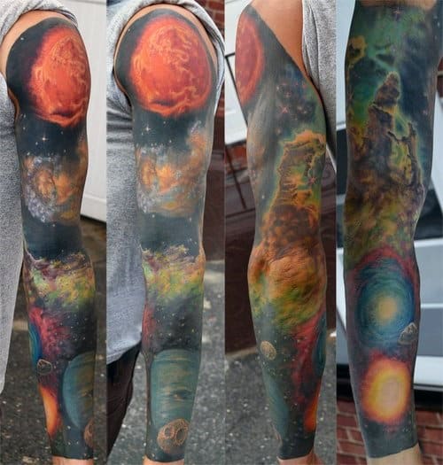 Mens Terrific Full Sleeved Universe Tattoo