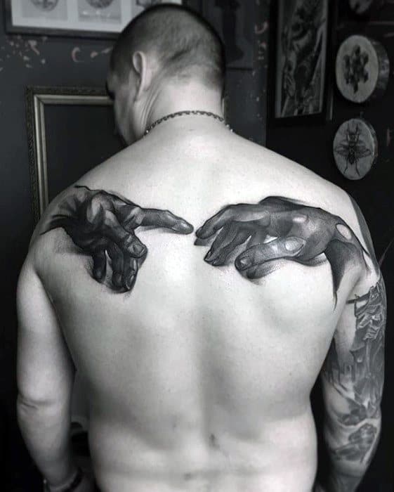 60 The Creation Of Adam Tattoo Designs For Men - Michelangelo Painting Ideas