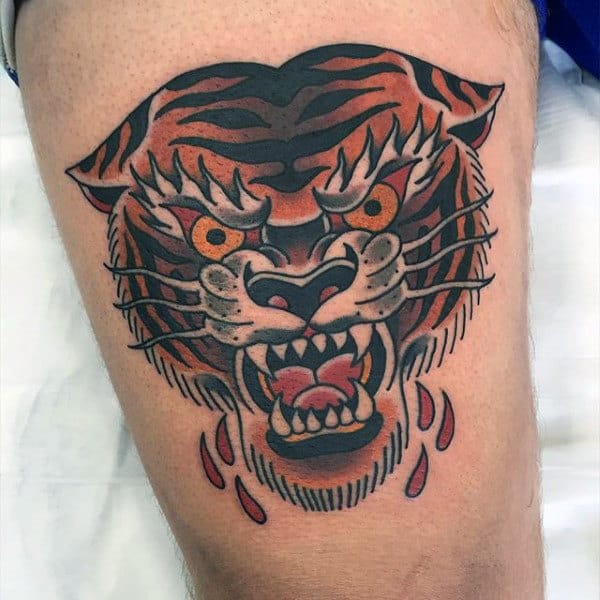 75 Traditional Tiger Tattoo Designs For Men - Striped Ink Ideas