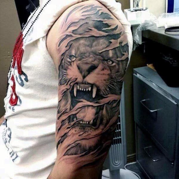 Men's Tiger Half Sleeve Tattoos