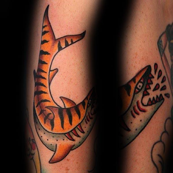 Mens Tiger Shark Tattoo Design Ideas