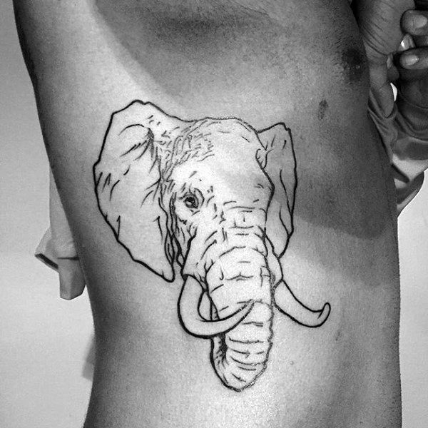 Mens Torso Black Pencilled Elephant Tattoo