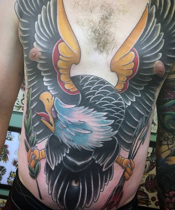 Mens Traditional Bald Eagle Full Chest Tattoo Designs
