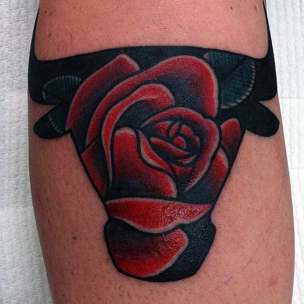 Mens Traditional Chicago Bulls Rose Flower Arm Tattoo