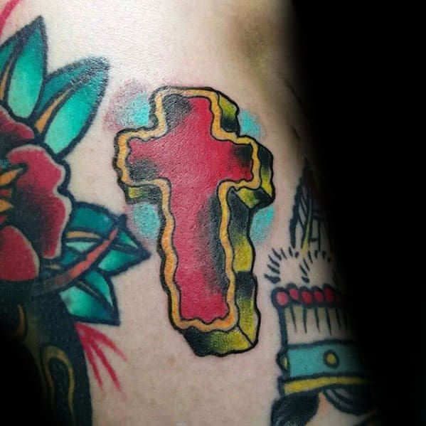 Mens Traditional Cross Tattoo Design Ideas