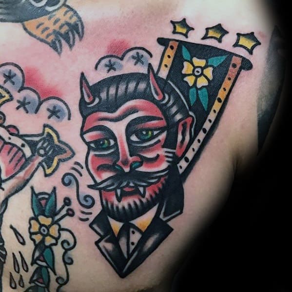 50 Traditional Devil Tattoo Designs For Men - Old School Ideas