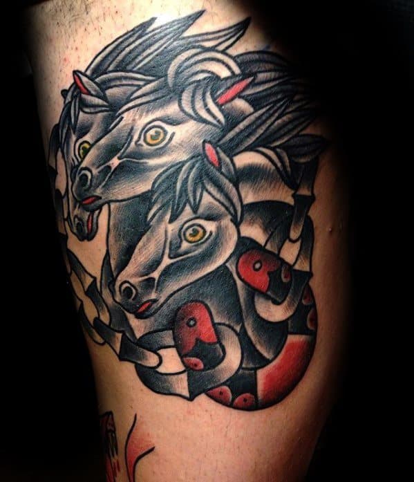 Mens Traditional Horse Tattoo Design Inspiration