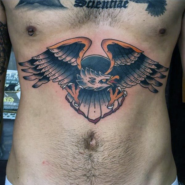 Mens Traditional Lower Chest Tattoo Deisgns