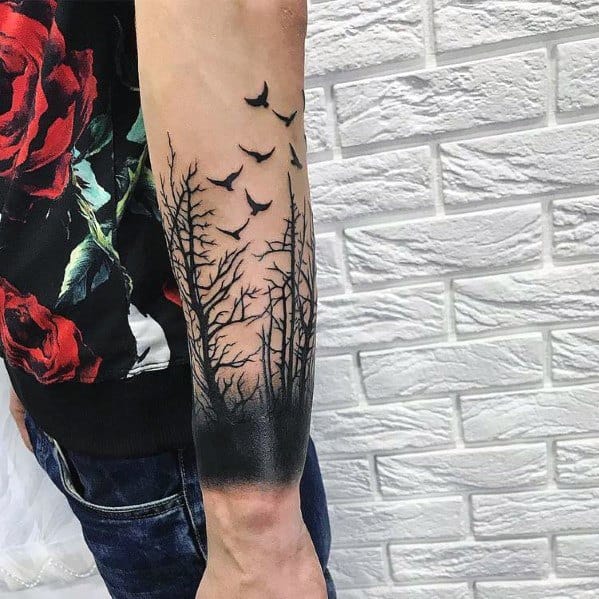 Mens Tree Line Tattoo Designs