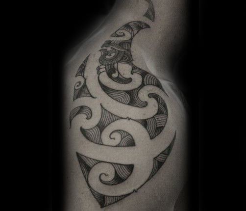 Mens Tribal Neck Side Tattoo Design Inspiration