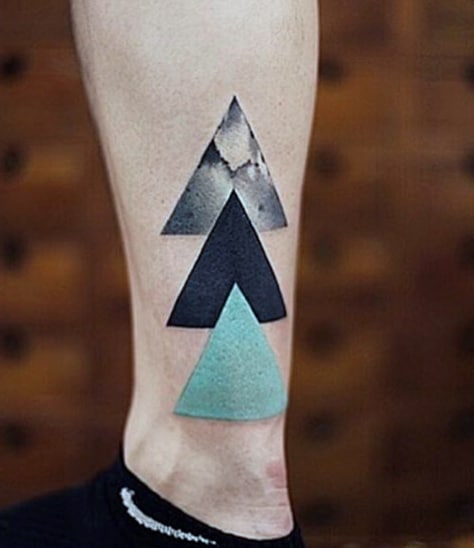 Mens Tricolored Triangle Tattoo On Ankles