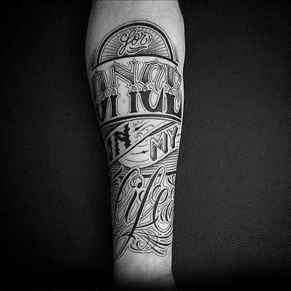 Mens Typography Tattoo Inner Forearm