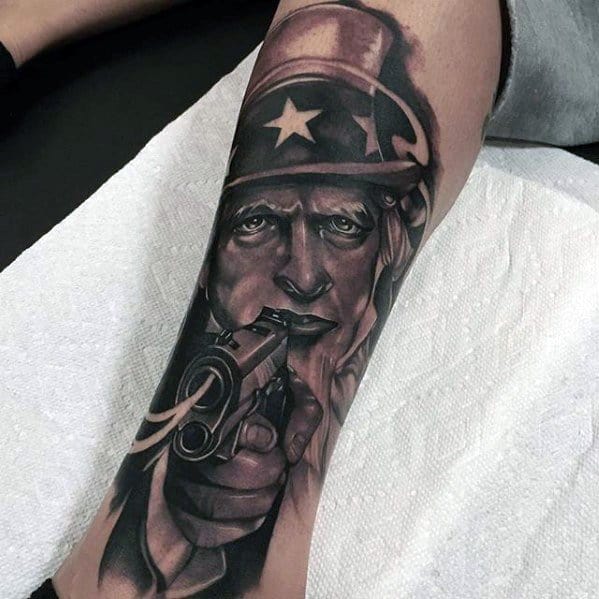 Mens Uncle Sam Tattoo Ideas On Leg