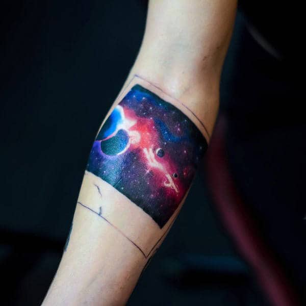 Mens Universe Tattoo On Forearms