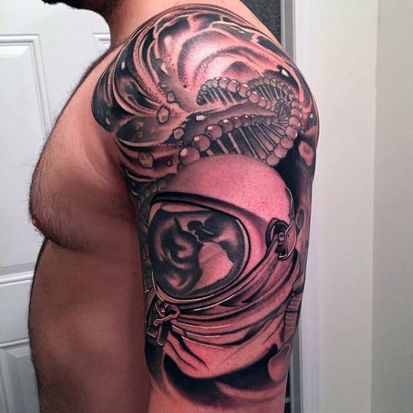 Mens Upper Arms Gorgeous Astronaut Tattoo