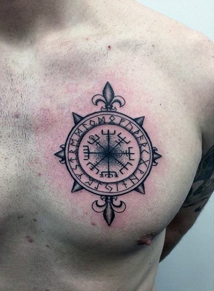 Mens Upper Chest Rune Smybol Tattoo Designs