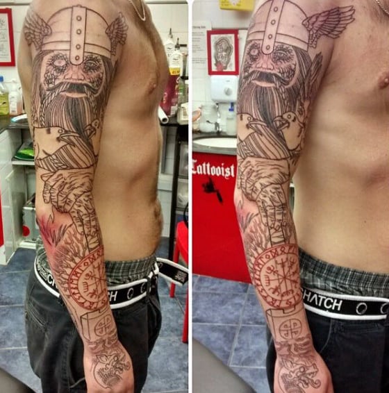 Men's Viking Skull Tattoos Sleeve