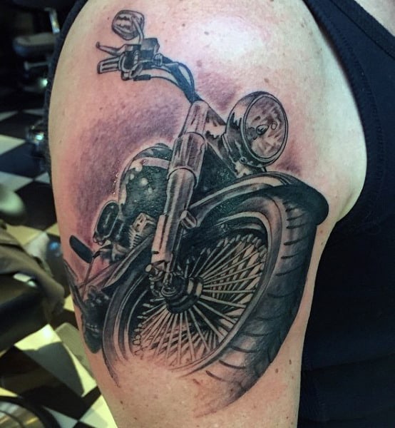 Men's Vintage Motorcycle Tattoos Designs