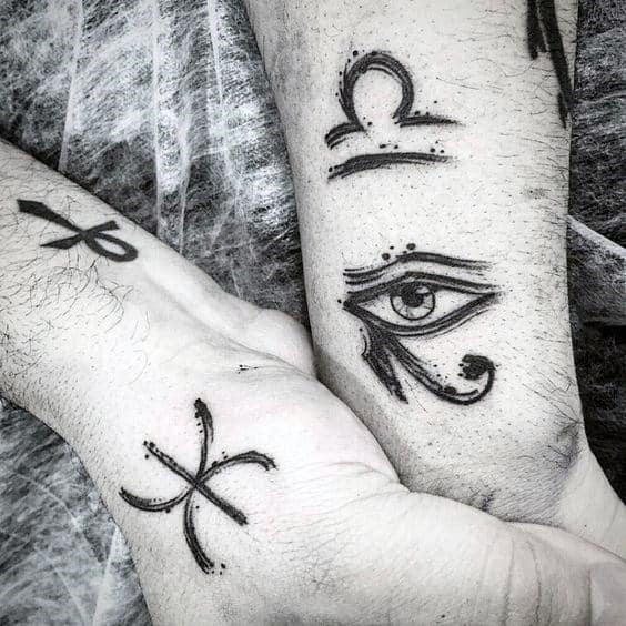 Mens Watercolor Paint Brush Stroke Eye Of Horus Wrist Tattoo