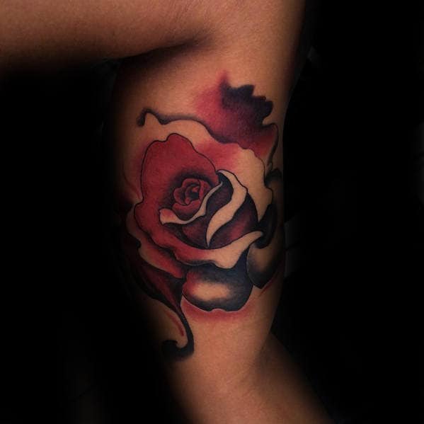 Mens Watercolor Rose Flower Awesome Inner Arm Tattoos