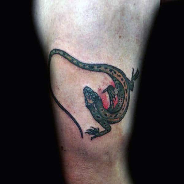 Mens Whiptailed Lizard Tattoo On Arms