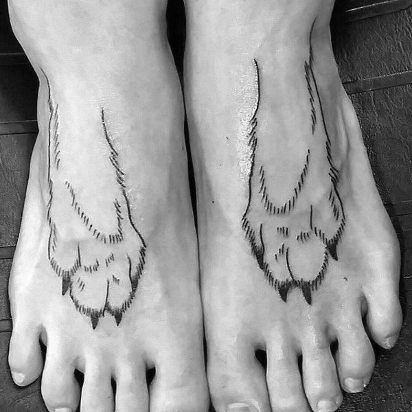 Mens Wolf Paw Tattoos On Feet