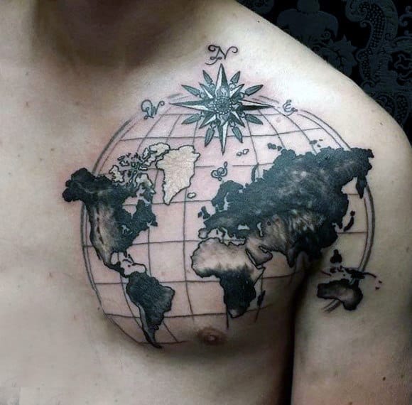 50 World Map Tattoo Designs For Men Adventure The Globe