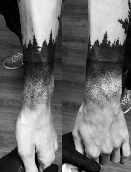 Men's Wrist Pine Tree Tattoo Design Inspiration