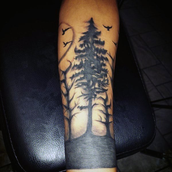 Men's Wrist Pine Tree Tattoos