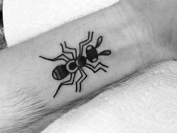 Mens Wrist Tattoo With Ant Design Old School Traditional