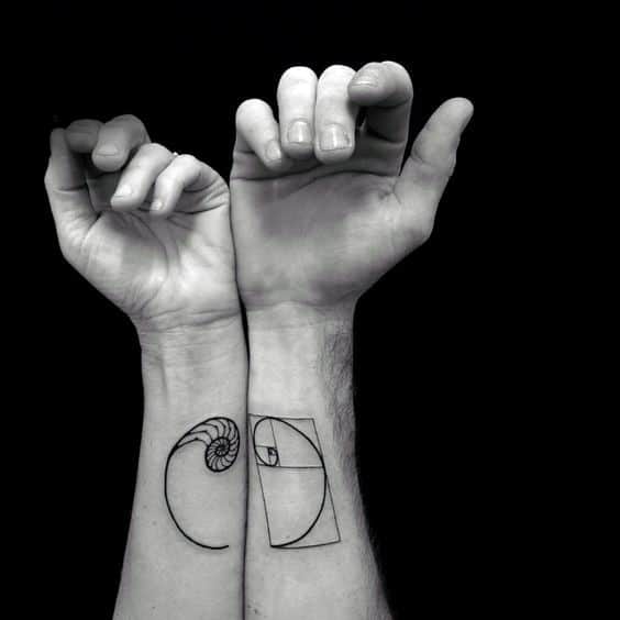 Mens Wrists Fibonacci Spiral Tattoos