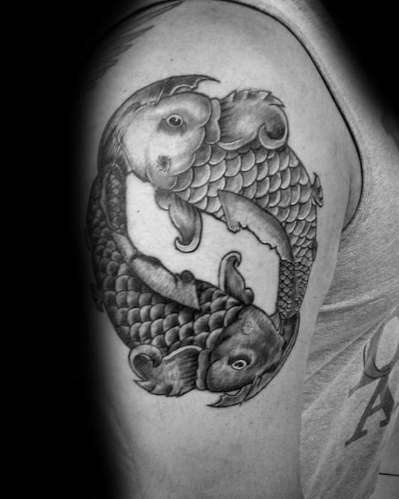 Mens Yin Yang Koi Fish Tattoo Design Ideas On Upper Arm