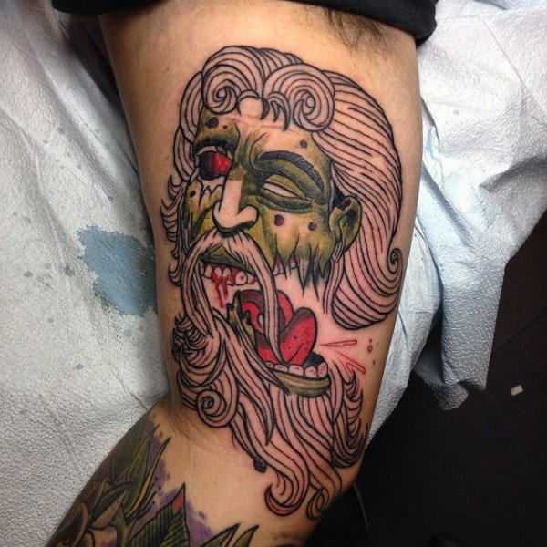 Mens Zombie Portrait Inner Arm Tattoos