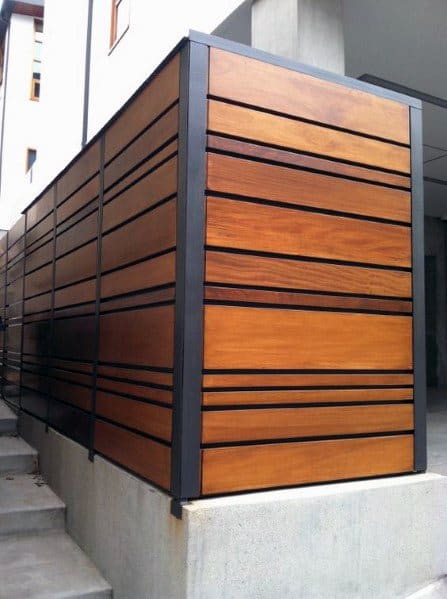 Metal And Ipe Wood Fence Cool Exterior Ideas