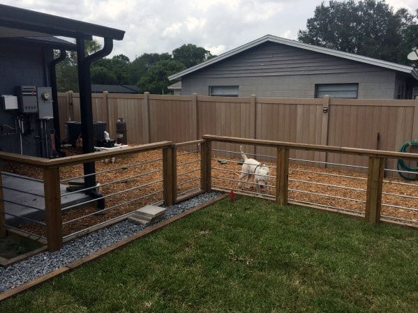 metal rod wood dog fence