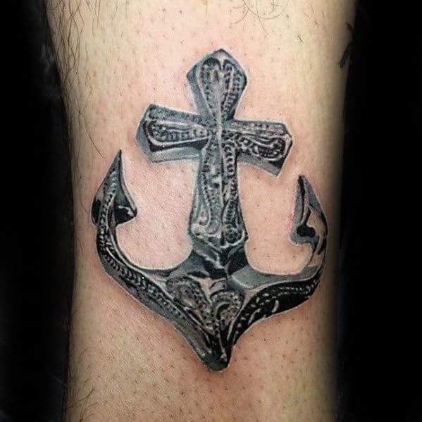 Metallic Small Mens Realistic Anchor Inner Forearm Tattoo