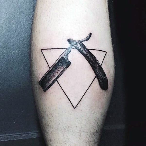 Mettalic Tool Triangle Tattoo For Men