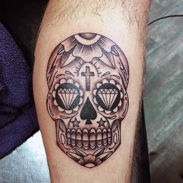 Mexican Sugar Skull Tattoo For Guys On Inner Forearm