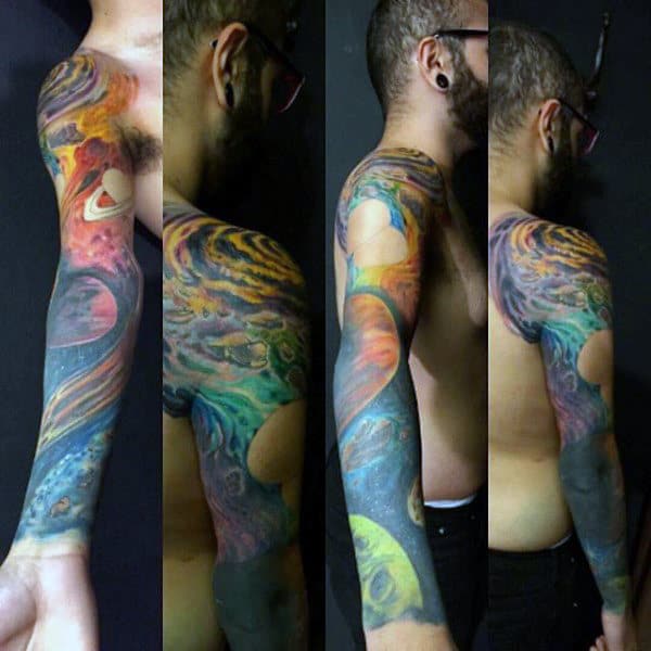 Mind Blowing Universe Tattoo On Sleeves For Men