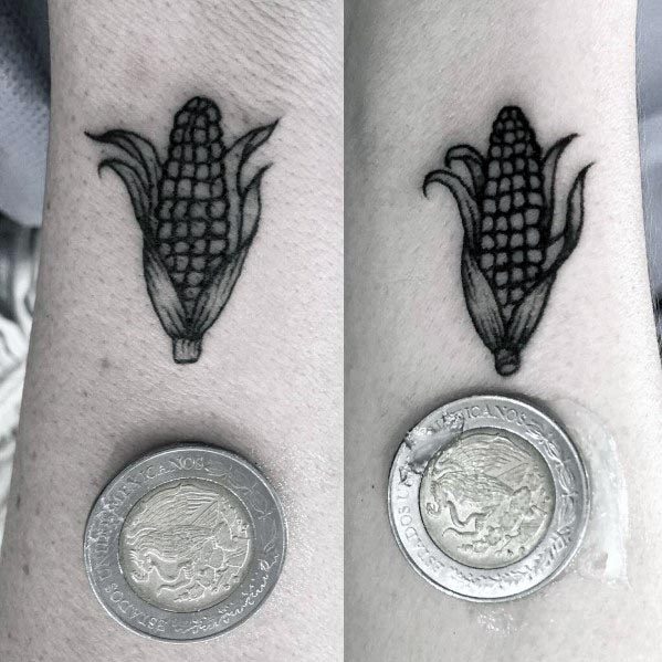 Mini Black Ink Awesome Corn Tattoos For Men