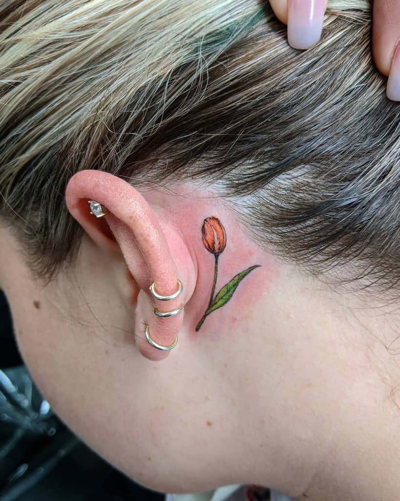 Mini Ear Tulip Tattoo